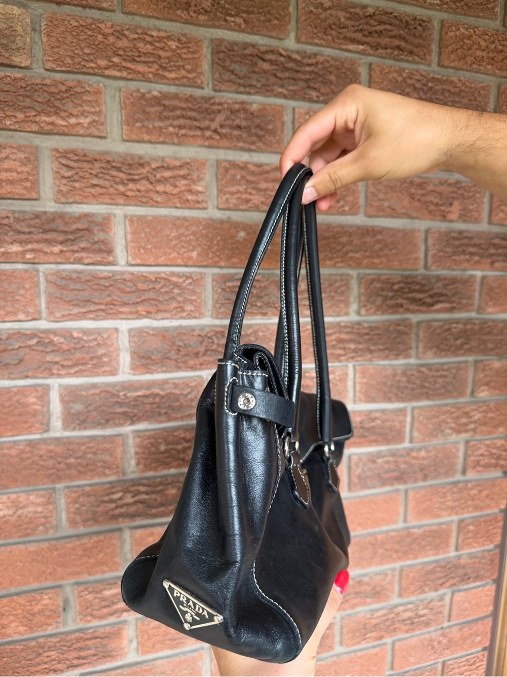 Prada Black Leather Satchel with Silver Hardware - Picture 2 of 7